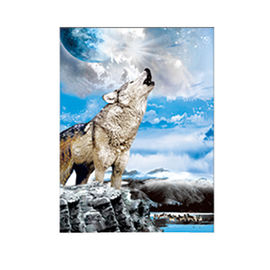 Animal 3D Lenticular Pictures For Office Decoration / 3D Wolf Picture